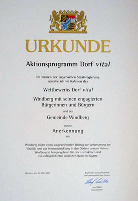 Auszeichnung beim Wettbewerb Dorf Vital